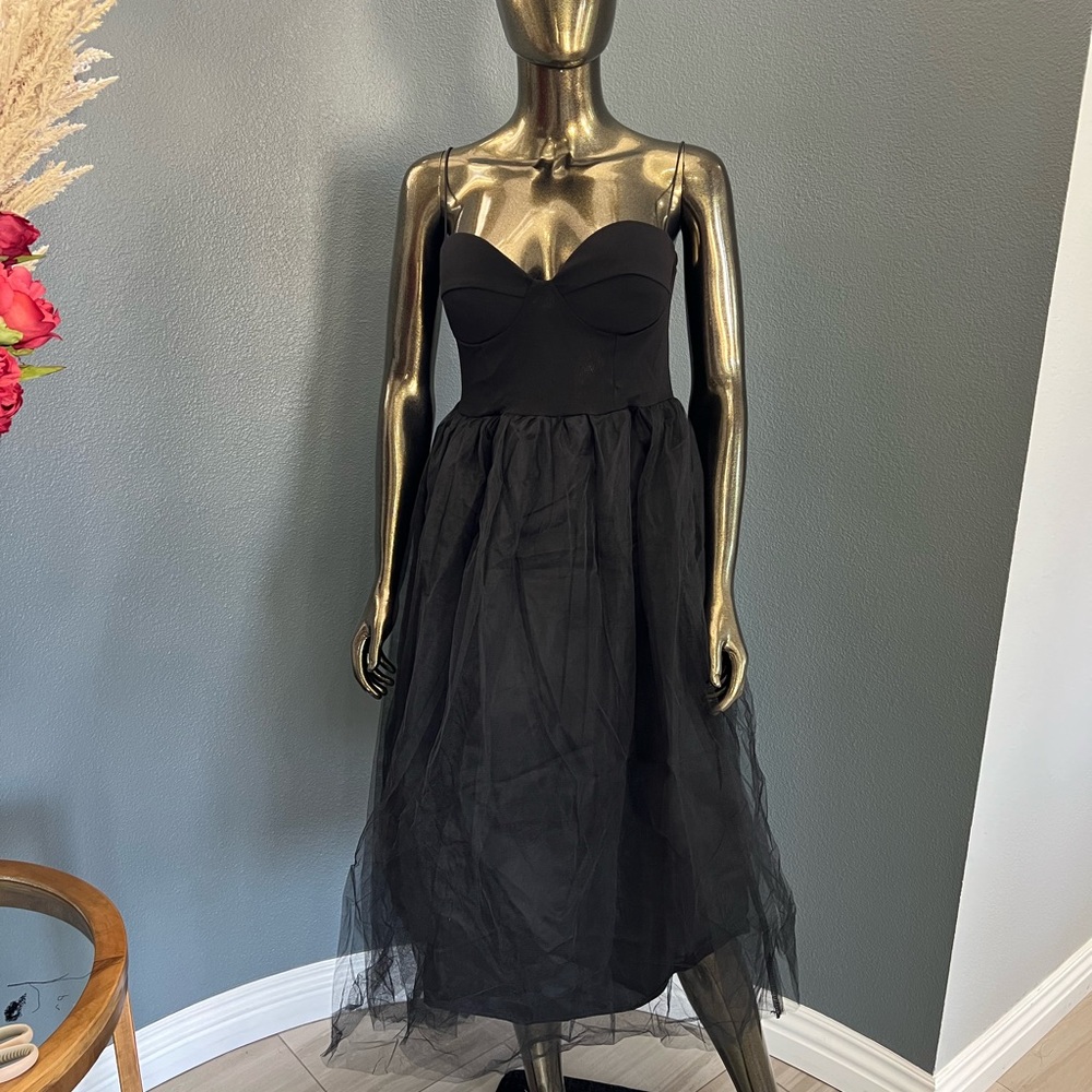 CBR Black Spaghetti Strap Midi Dress